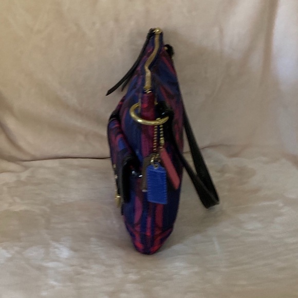 Coach Poppy Tartan Hippie Navy Blue Shoulder Bag - Picture 4 of 7